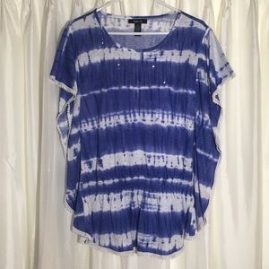 [Style & Co] Blue and White Tie-dyed Blouse